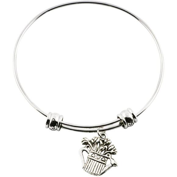 Gardening Plant Watering Can Fancy Bangle Bracelet - Picture 1 of 4